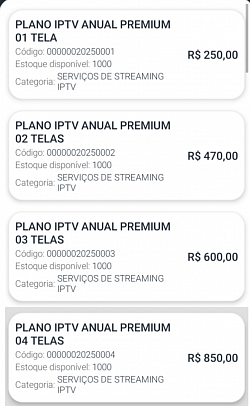 Plano IPTV Anual Premium até 04 Ativações